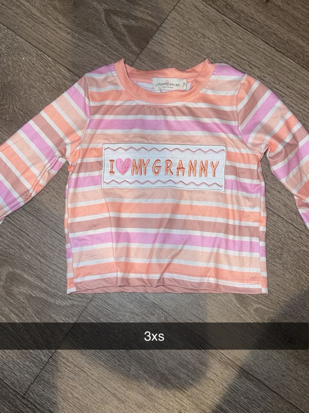 Pink & Peach Striped 'I ♥ My Granny' Long Sleeve smocked